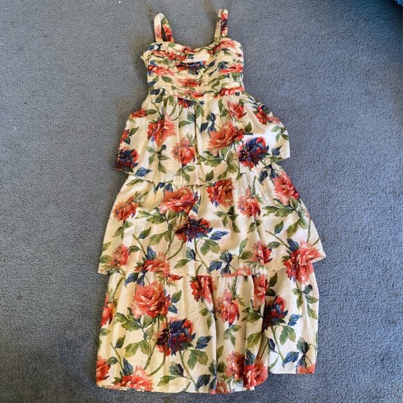 NWT ABERCROMBIE EMERSON FLORAL TIERED MAXI DRESS - SIZE L - Picture 2 of 6